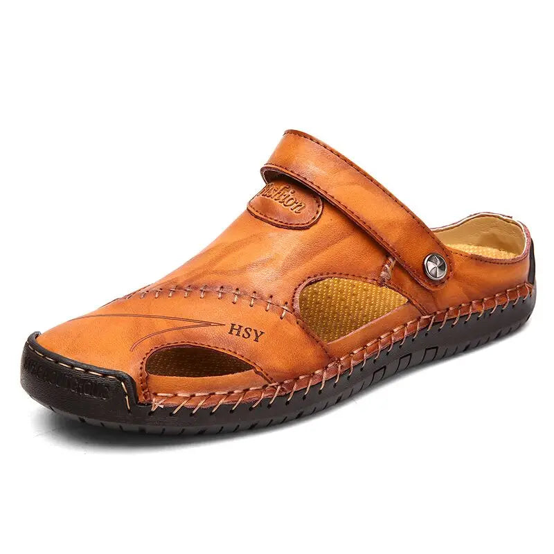 Sandales Homme Cuir Fendu – Couture Renforcée & Design Aéré