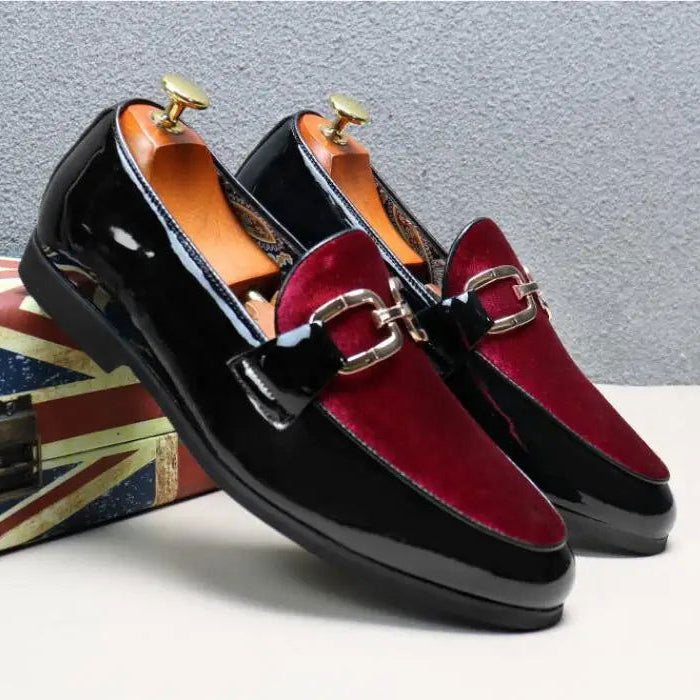 Mocassins Homme Chic en Cuir Verni & Velours - Atelier Chaussure