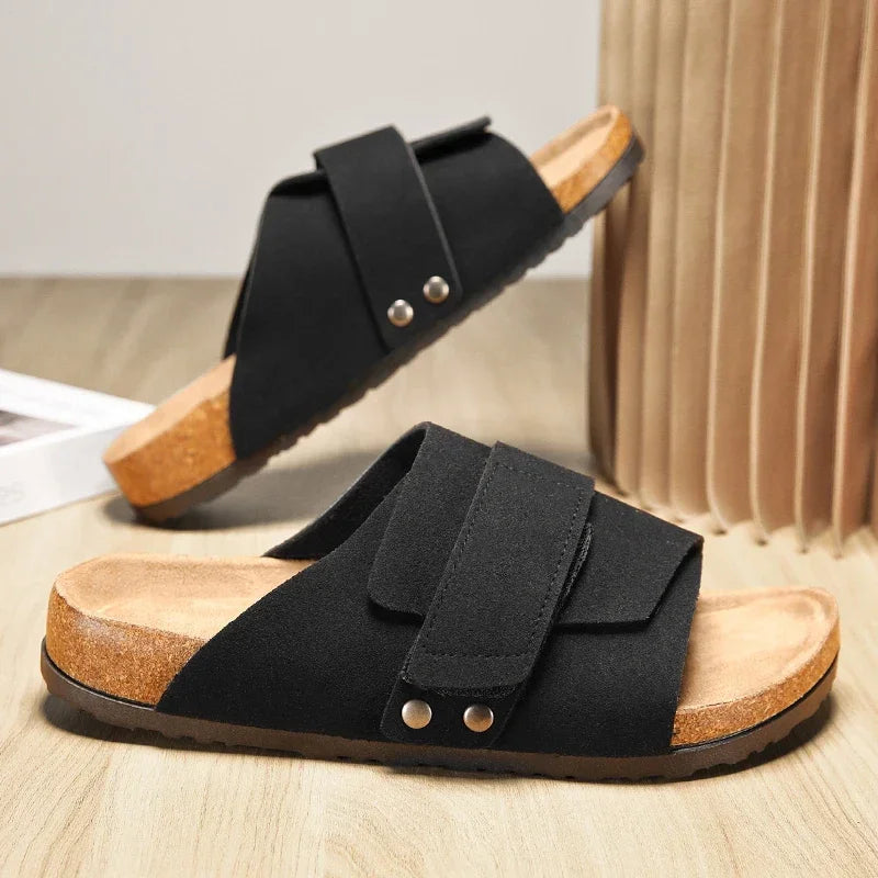Sandales Homme – Larges Brides En Suédine Et Semelle Confort Anatomique