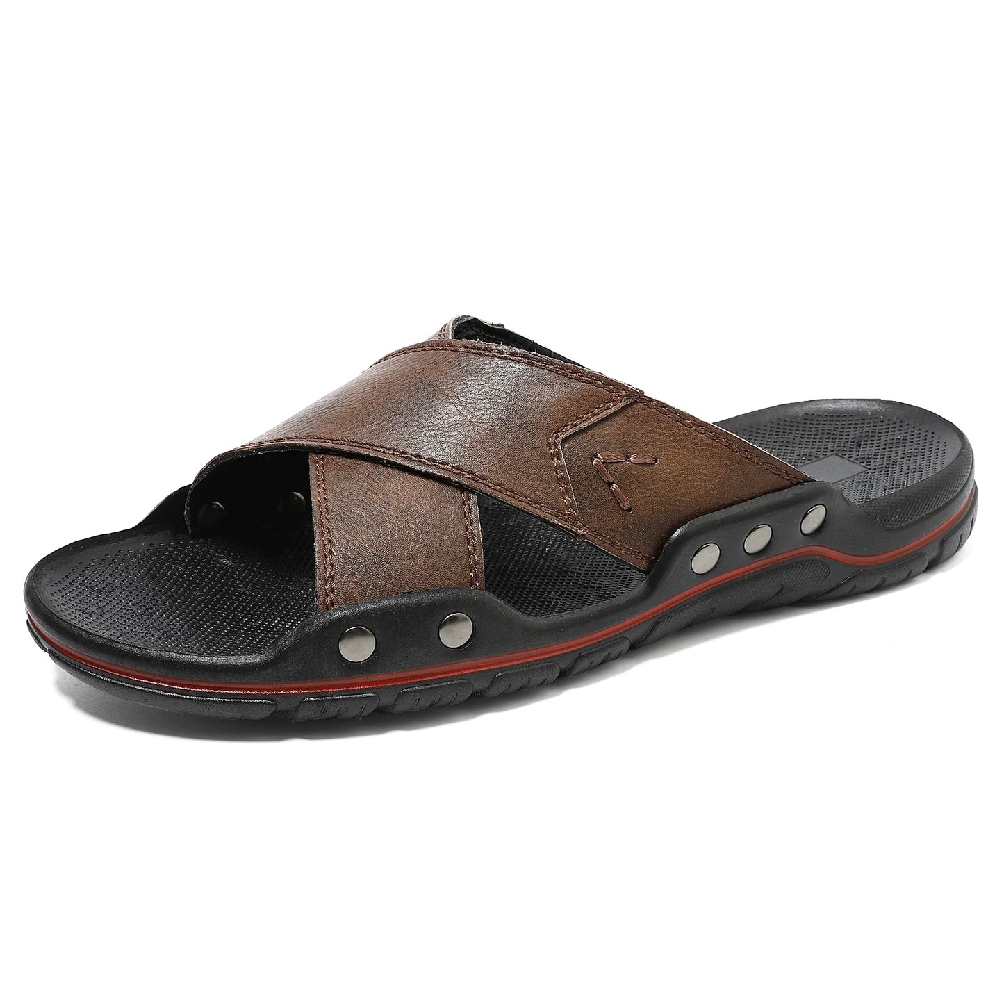 Sandales Homme – Croisées Style Cuir Avec Couture Renforcée