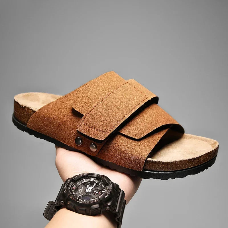 Sandales Homme – Larges Brides En Suédine Et Semelle Confort Anatomique