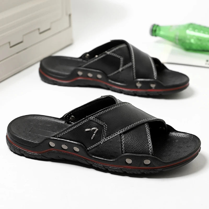 Sandales Homme – Croisées Style Cuir Avec Couture Renforcée