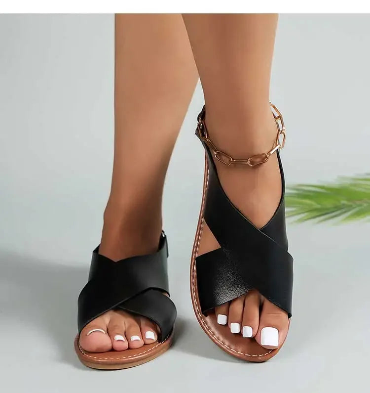 Sandales Femme – Brides Croisées Confort Plat Quotidien