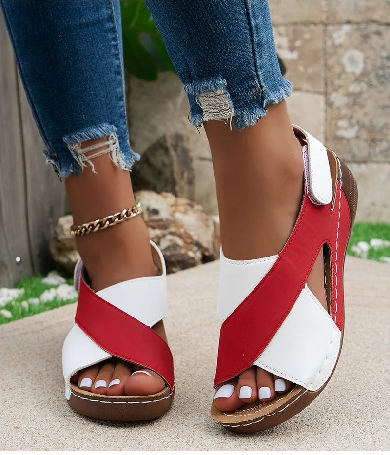 Sandales Femme Compensées – Croisées À Scratch Et Maintien Optimal