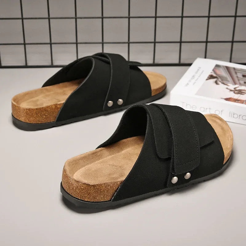 Sandales Homme – Larges Brides En Suédine Et Semelle Confort Anatomique