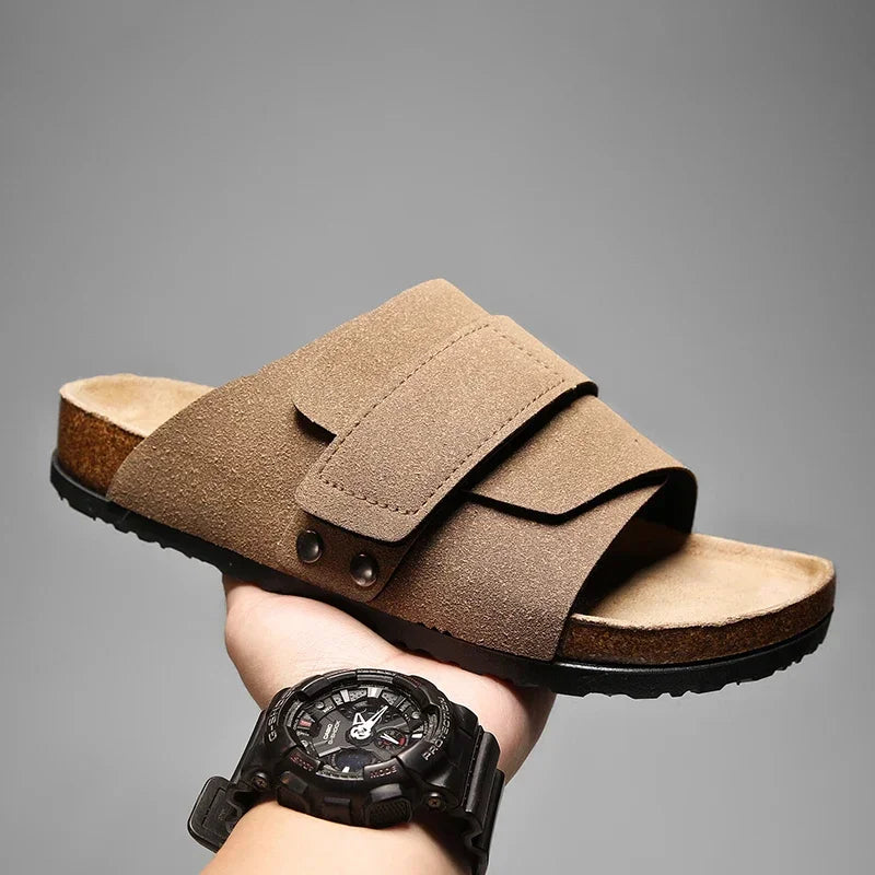 Sandales Homme – Larges Brides En Suédine Et Semelle Confort Anatomique