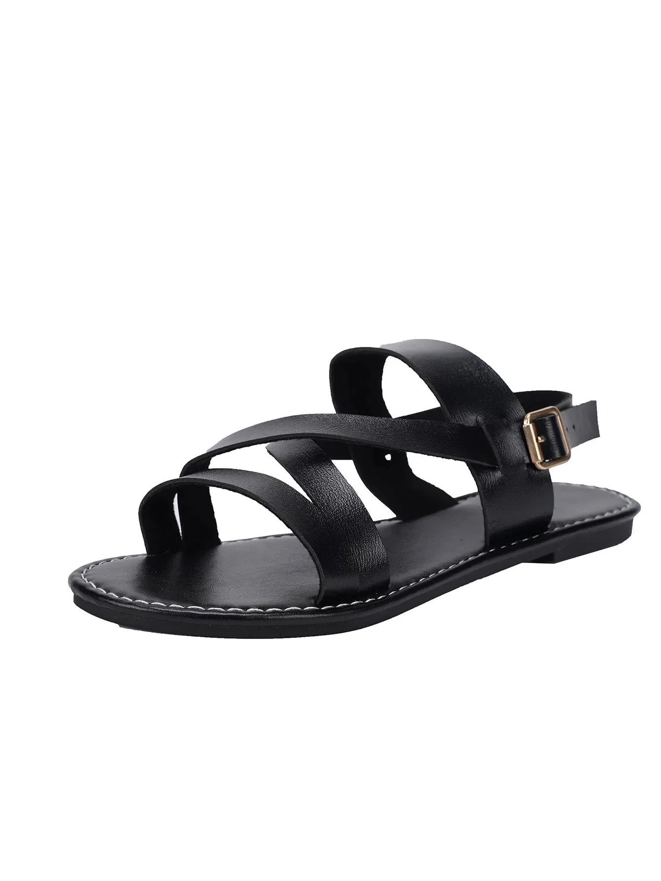 Sandales Femme – Style Croisé À Boucle Confort Quotidien