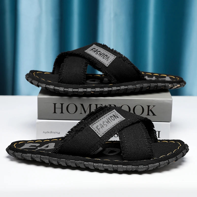 Sandales Homme Tissu Croisé – Style Décontracté Avec Semelle Antidérapante