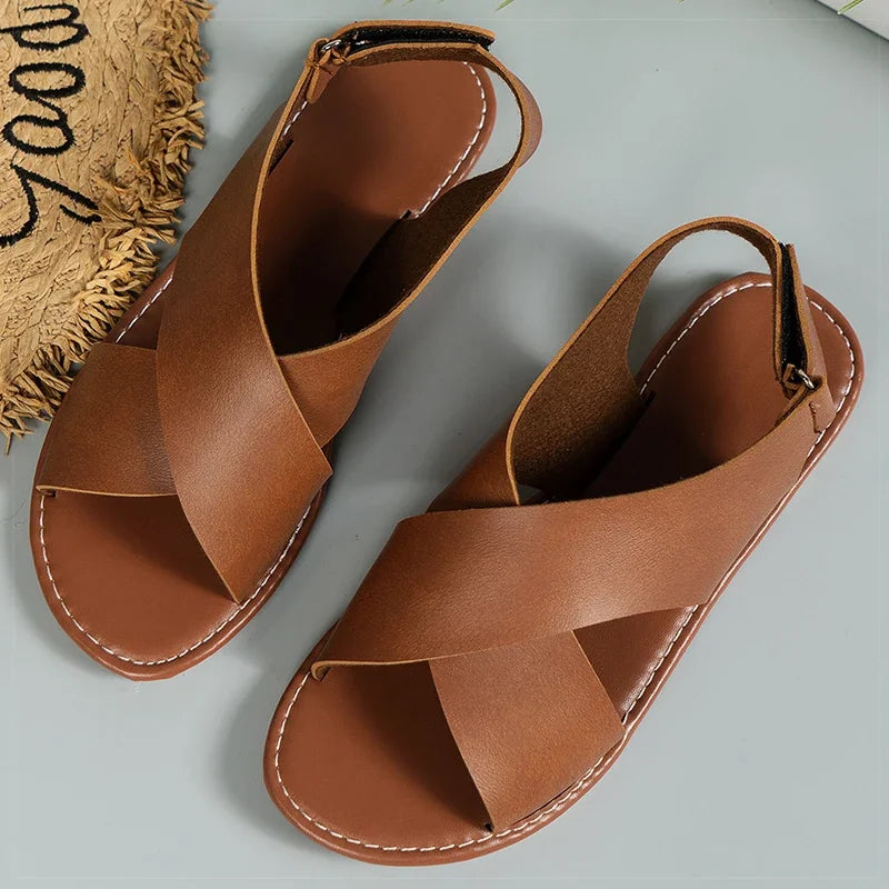 Sandales Femme – Brides Croisées Confort Plat Quotidien