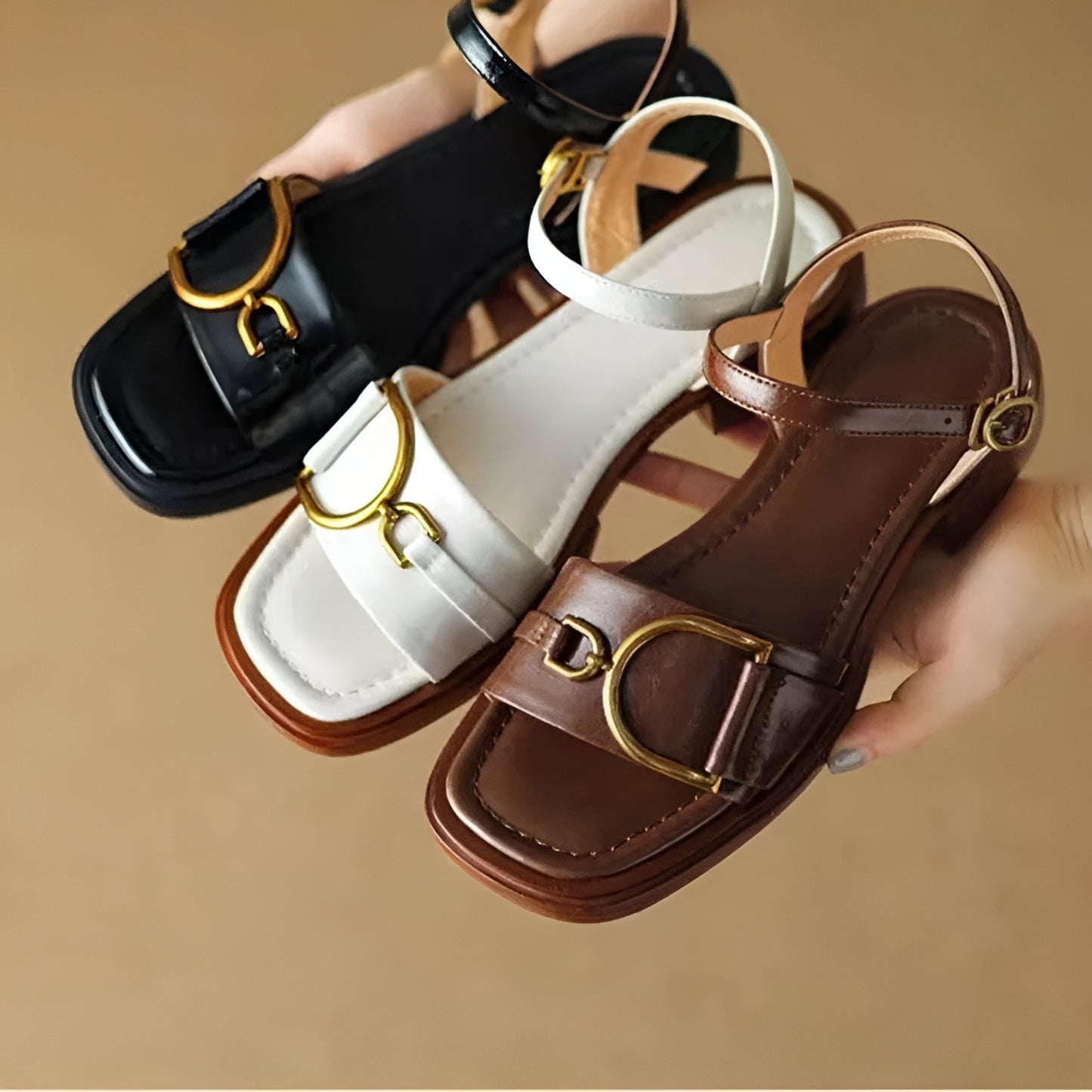 Sandales Femme – Plates Style Classique Boucle Métallique