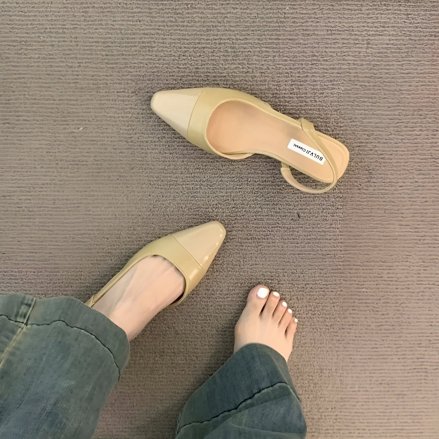 Women's Open-Toe Ballerinas with Straps - Pointed Toe and Neat Fit