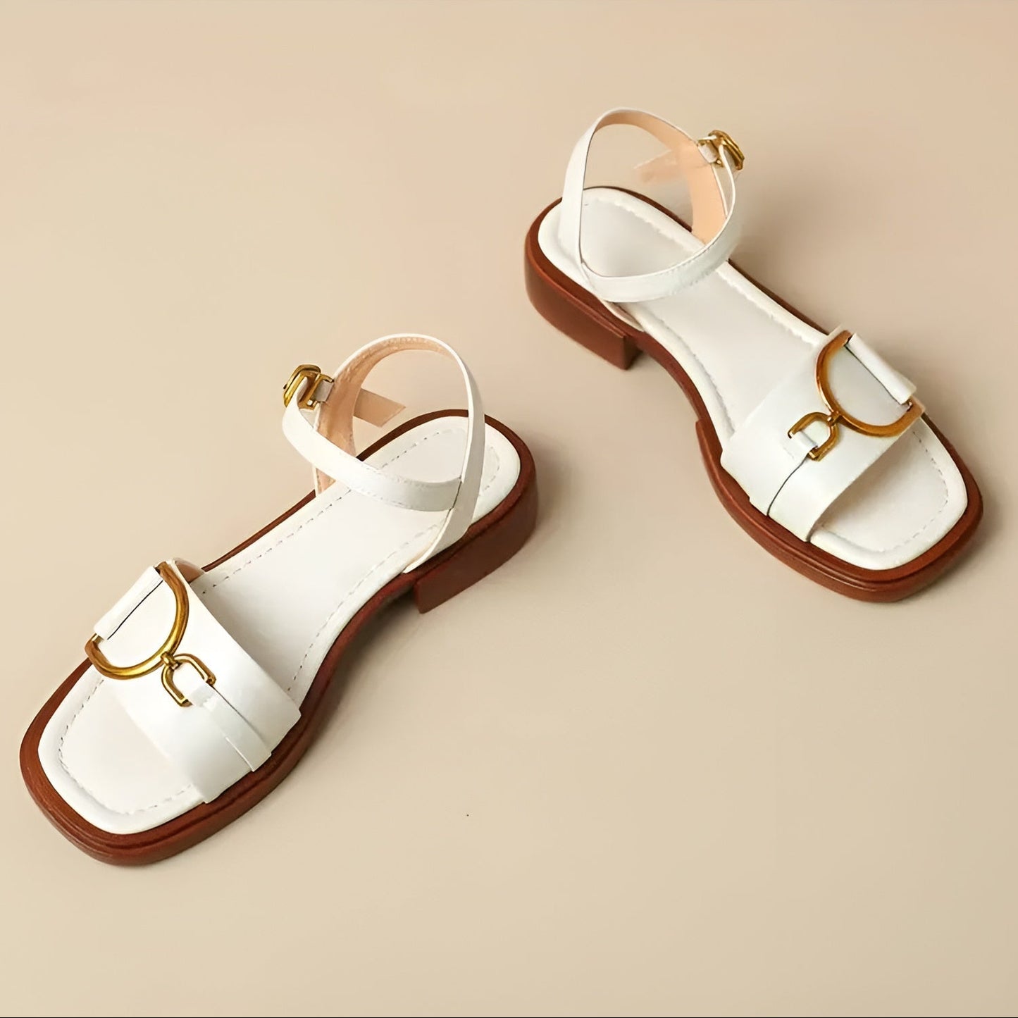 Women's Sandals - Classic Style Flat Metal Buckle