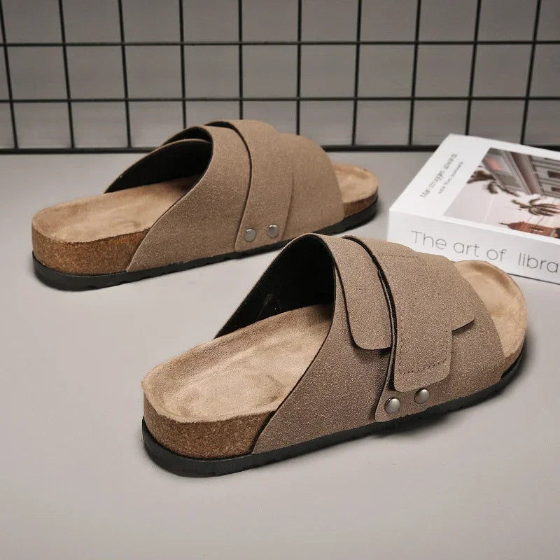 Sandales Homme – Larges Brides En Suédine Et Semelle Confort Anatomique