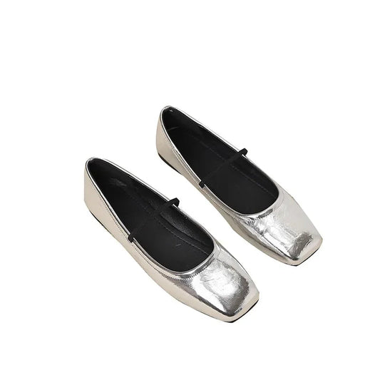 Ballerines Métallisées à Bout Carré – Modernité et Raffinement - Atelier Chaussure