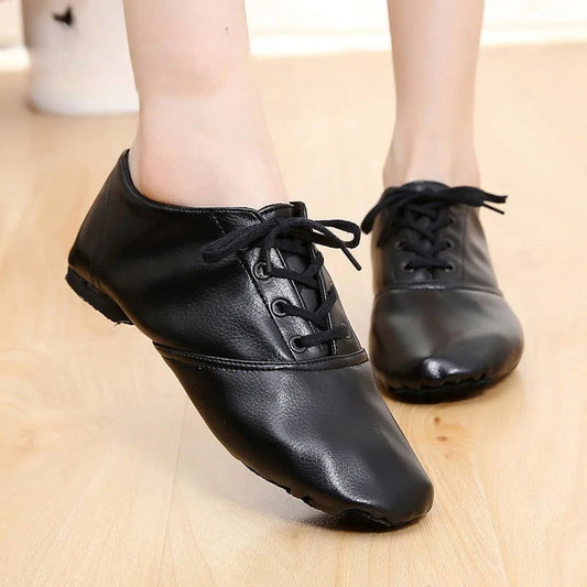 Ballerines Noir Cuir à Lacets - Atelier Chaussure