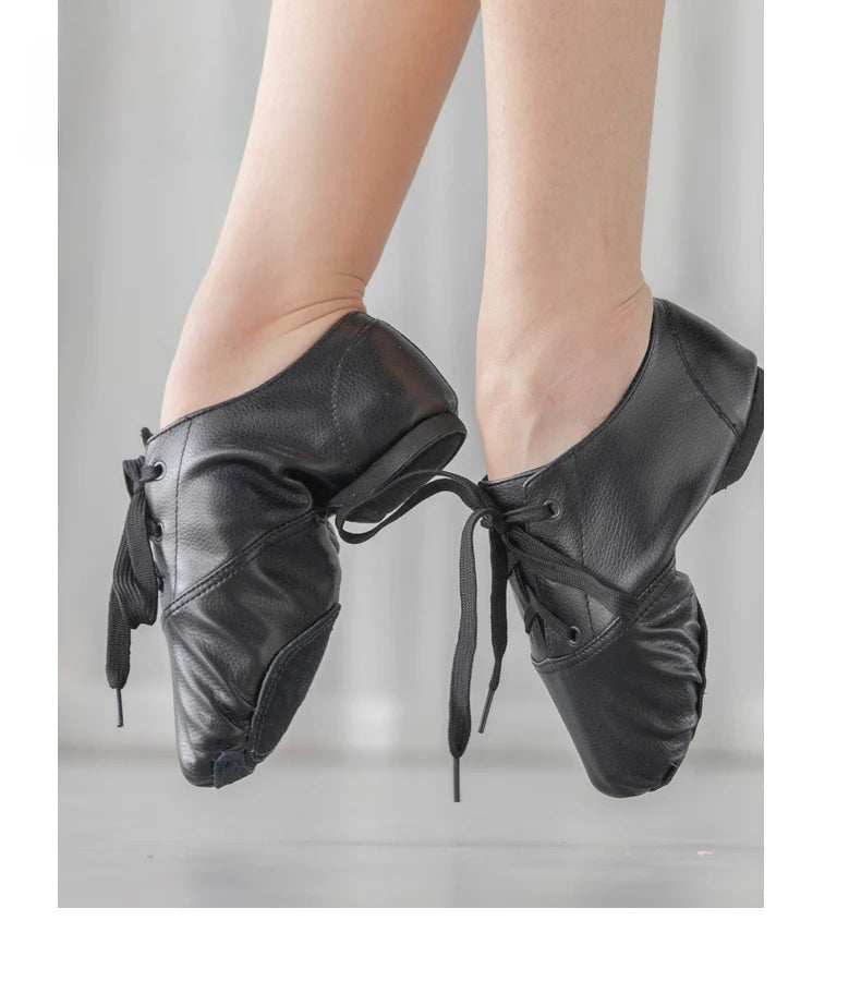 Ballerines Noir Cuir à Lacets - Atelier Chaussure