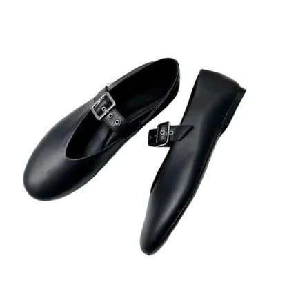 Ballerines Noires avec Bride – Sobriété et Modernité - Atelier Chaussure