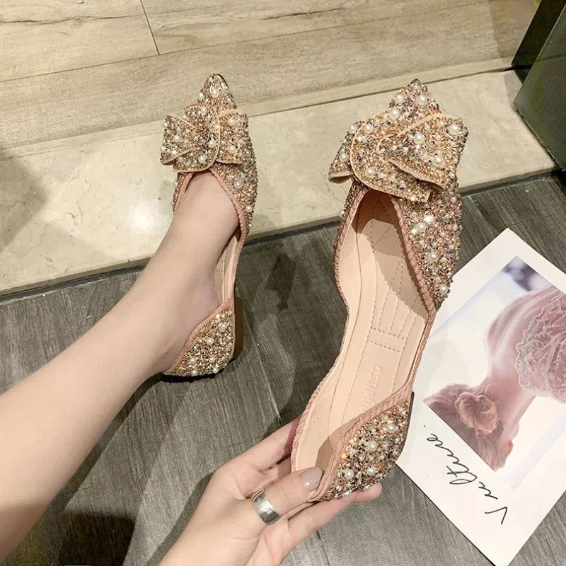 Ballerines Perles et Nœud – Raffinement Féminin - Atelier Chaussure