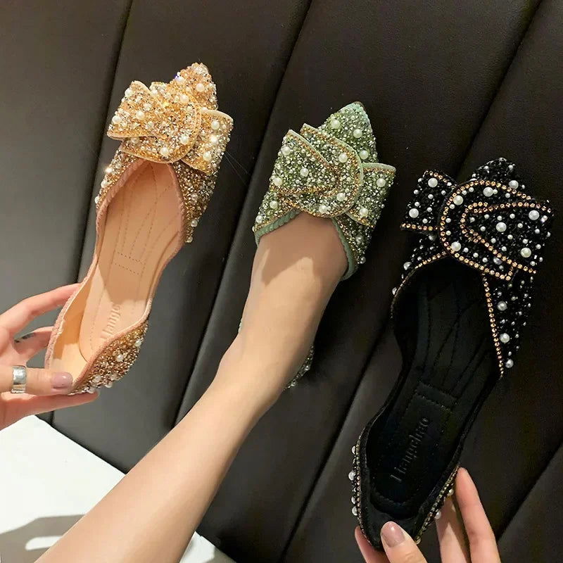 Ballerines Perles et Nœud – Raffinement Féminin - Atelier Chaussure