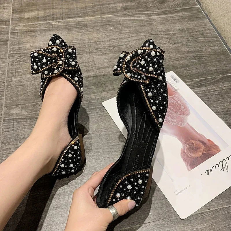 Ballerines Perles et Nœud – Raffinement Féminin - Atelier Chaussure