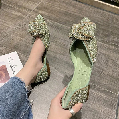 Ballerines Perles et Nœud – Raffinement Féminin - Atelier Chaussure