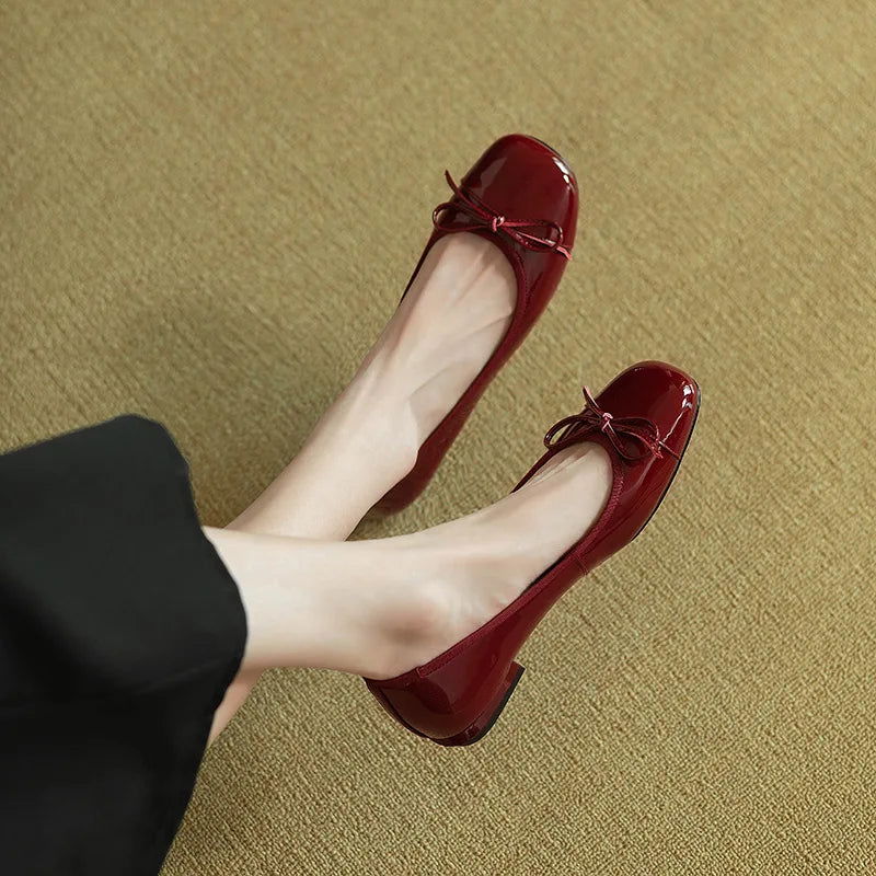 Ballerines Vernies avec Nœud – Charme et Raffinement - Atelier Chaussure