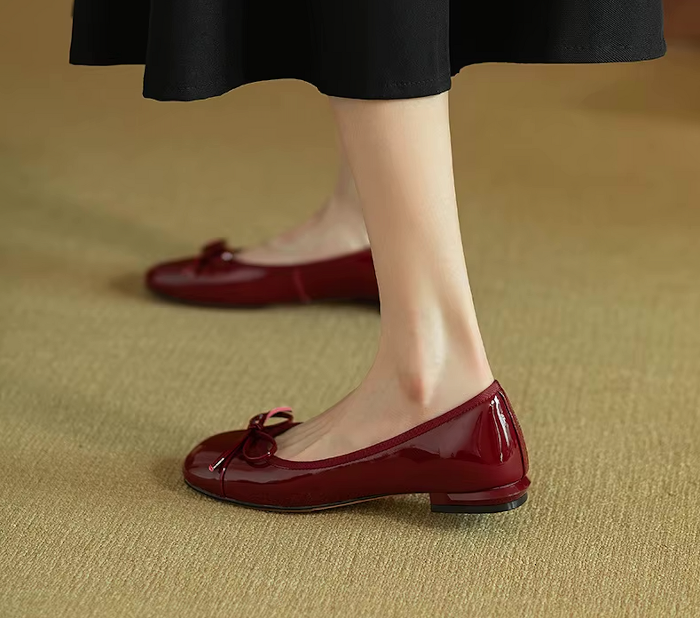 Ballerines Vernies avec Nœud – Charme et Raffinement - Atelier Chaussure