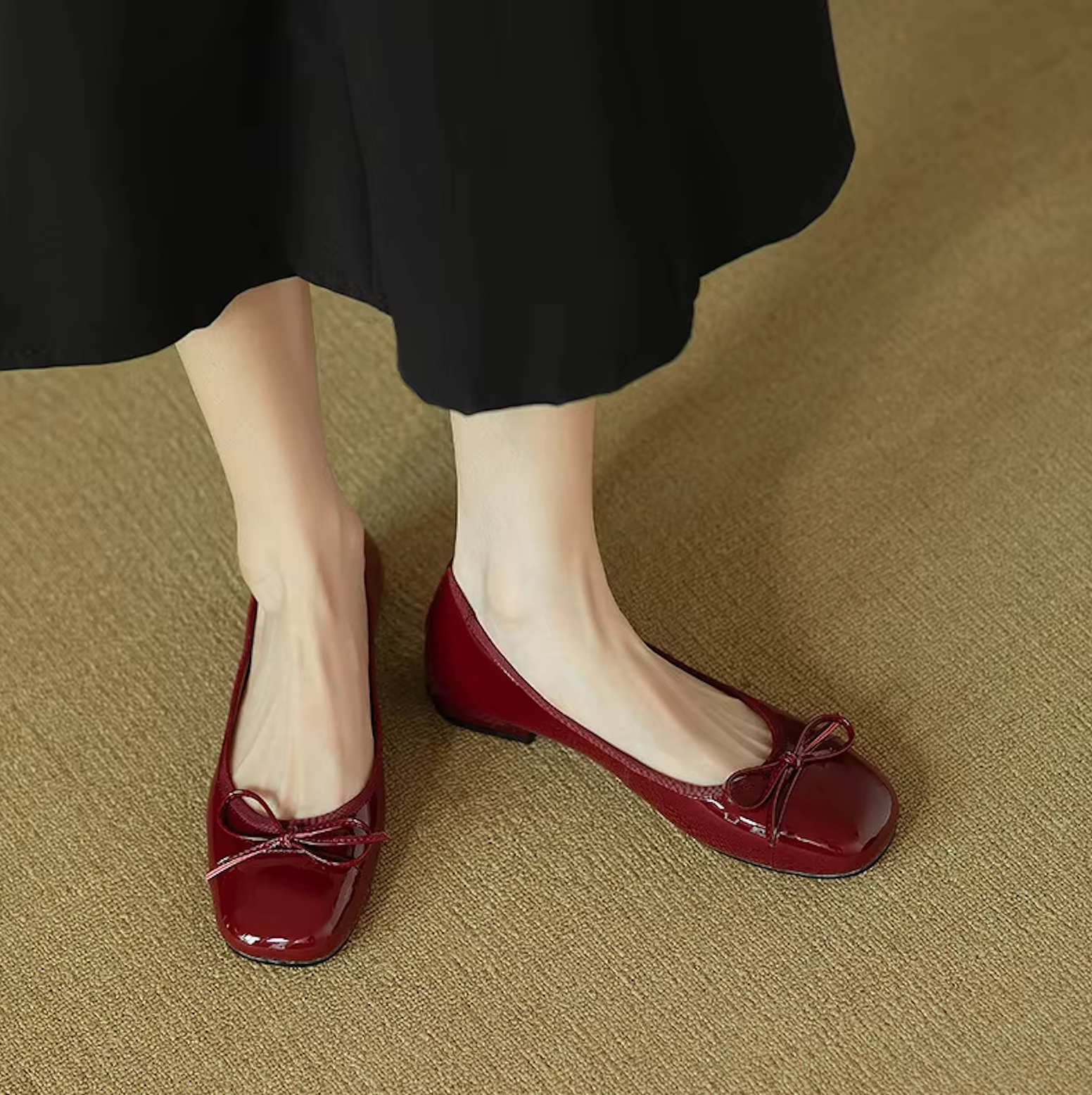 Ballerines Vernies avec Nœud – Charme et Raffinement - Atelier Chaussure