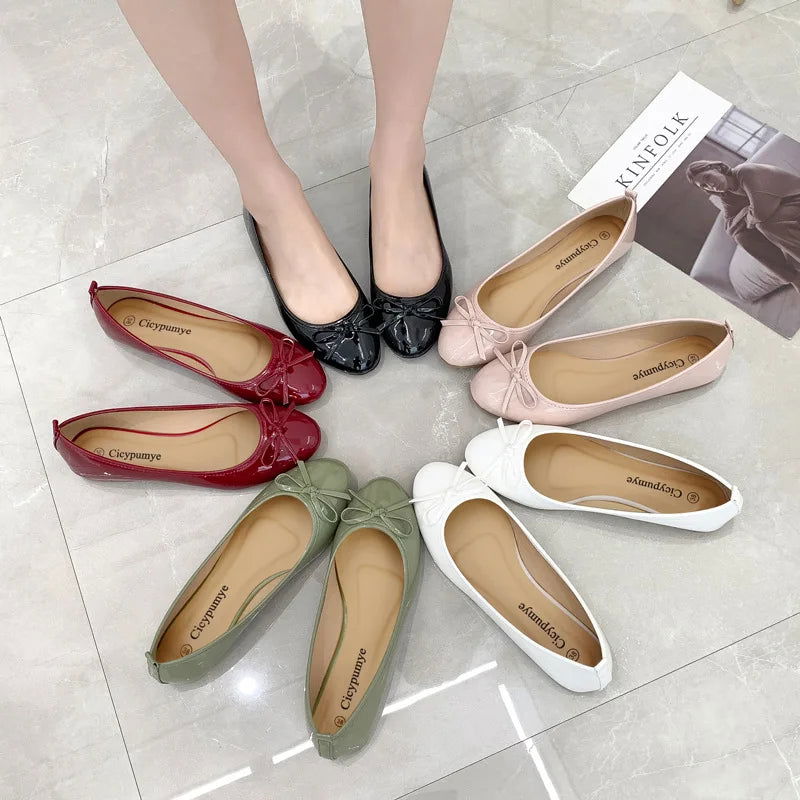 Ballerines Vernies avec Nœud – Polyvalence et Style - Atelier Chaussure