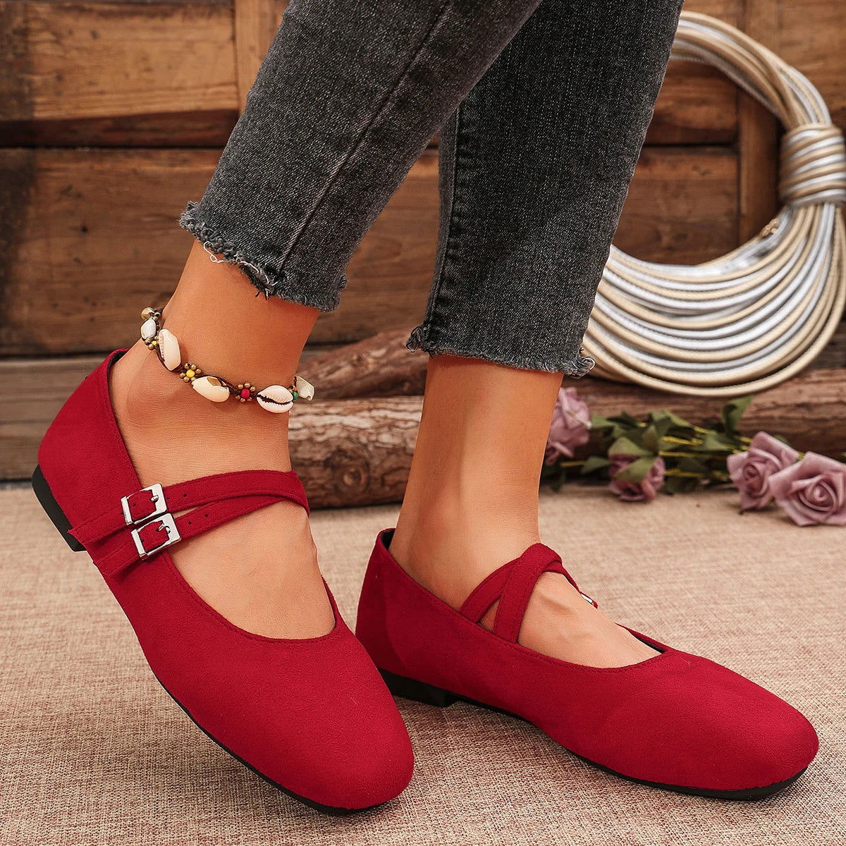 Ballerines à Doubles Brides Rétro - Atelier Chaussure