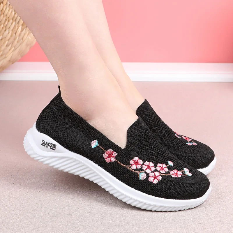 Chaussures Mocassins Femme Décontractées avec Broderie Florale - Atelier Chaussure