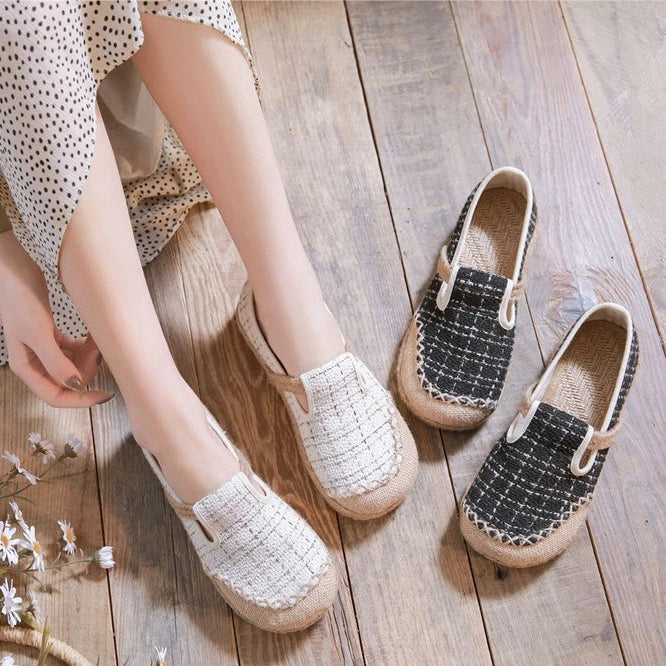 Espadrilles Femme Toile – Motif Brodé Slip-On