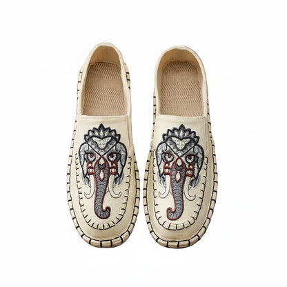 Espadrilles Homme Toile Brodée – Motif Graphique Style Asiatique