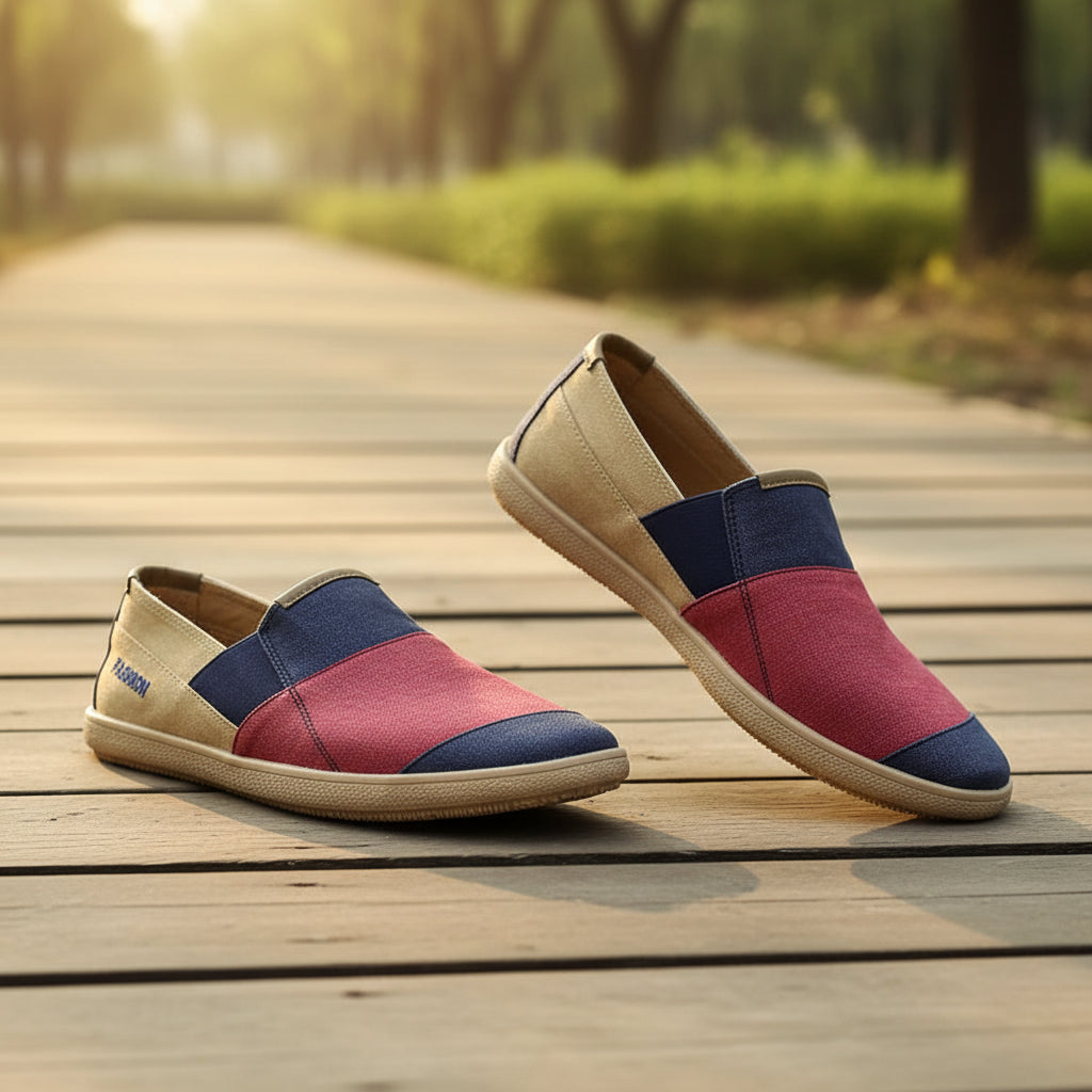 Espadrilles Homme Toile – Patchwork Cousu Slip-On