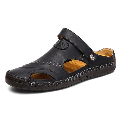 Sandales Homme Cuir Fendu – Couture Renforcée & Design Aéré