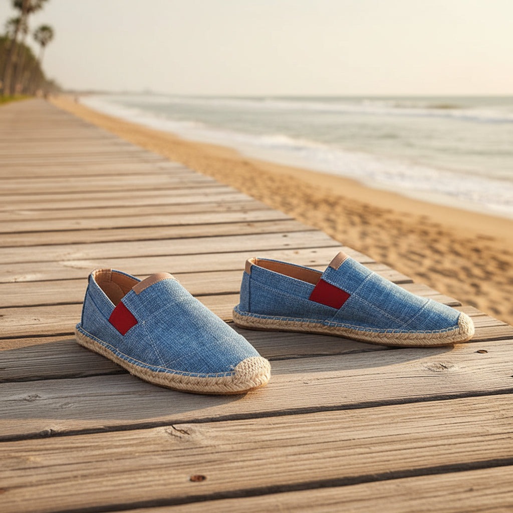 Espadrilles Homme Toile – Patchwork Respirant Semelle Tressée