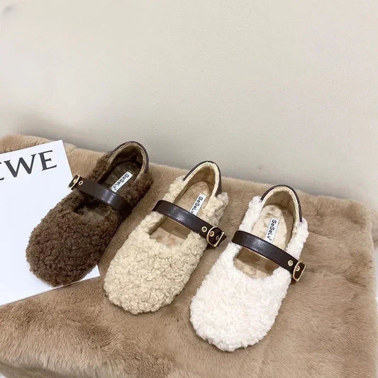 Mocassins Femme Chaussons Douillets en Mouton Synthétique - Atelier Chaussure