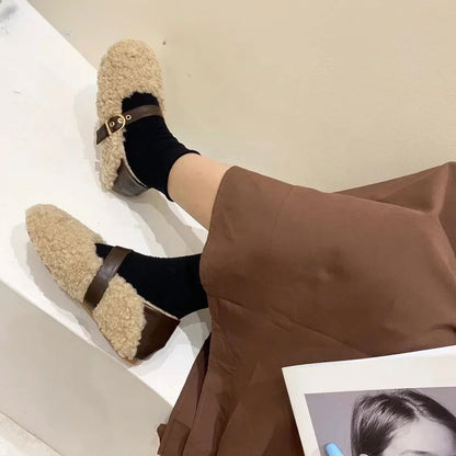 Mocassins Femme Chaussons Douillets en Mouton Synthétique - Atelier Chaussure