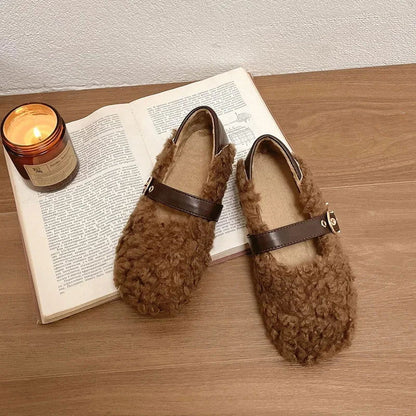Mocassins Femme Chaussons Douillets en Mouton Synthétique - Atelier Chaussure