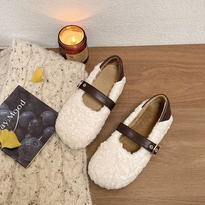 Mocassins Femme Chaussons Douillets en Mouton Synthétique - Atelier Chaussure