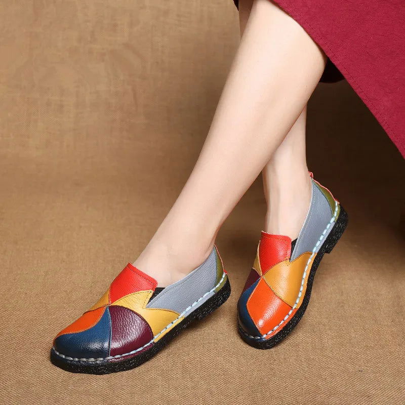 Mocassins Femme Colorés Patchwork – Originalité et Confort - Atelier Chaussure