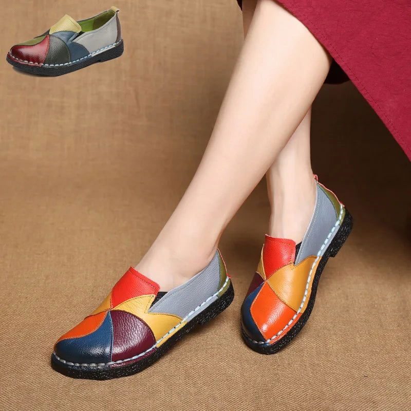 Mocassins Femme Colorés Patchwork – Originalité et Confort - Atelier Chaussure