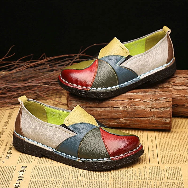 Mocassins Femme Colorés Patchwork – Originalité et Confort - Atelier Chaussure