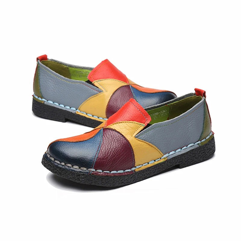 Mocassins Femme Colorés Patchwork – Originalité et Confort - Atelier Chaussure