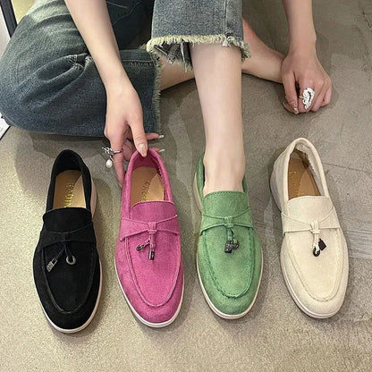 Mocassins Femme Daim avec Nœud – Confort et Raffinement - Atelier Chaussure