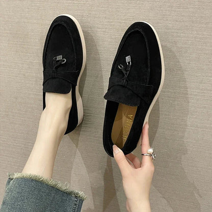 Mocassins Femme Daim avec Nœud – Confort et Raffinement - Atelier Chaussure