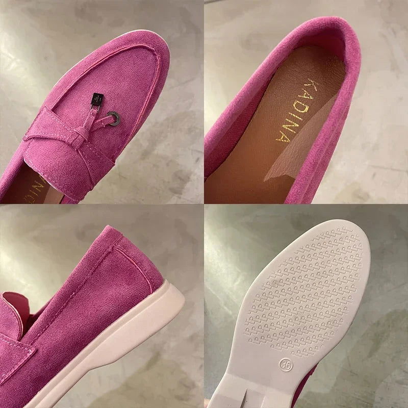Mocassins Femme Daim avec Nœud – Confort et Raffinement - Atelier Chaussure
