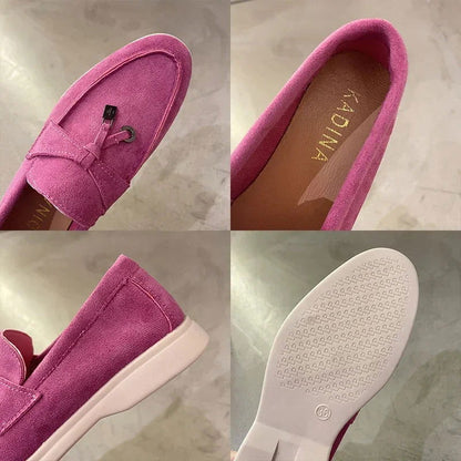 Mocassins Femme Daim avec Nœud – Confort et Raffinement - Atelier Chaussure