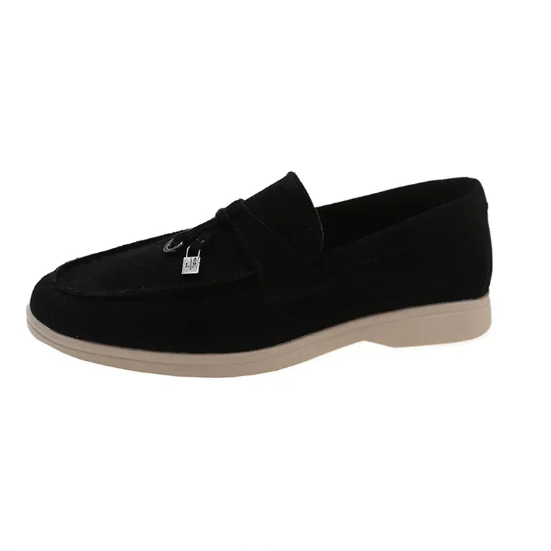 Mocassins Femme Daim avec Nœud – Confort et Raffinement - Atelier Chaussure