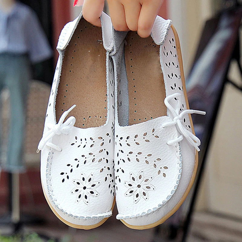 Mocassins Femme Fleuris en Simili Cuir – Chic et Confort - Atelier Chaussure